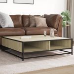 Măsuță cafea stejar sonoma 100x100x30 cm lemn prelucrat/metal GartenMobel Dekor