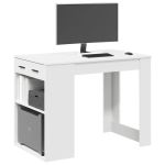 Birou cu sertar și raft alb 102x62x77,5 cm lemn prelucrat GartenMobel Dekor