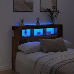 Tăblie pat cu LED lemn vechi 140x18,5x103,5 cm lemn prelucrat GartenMobel Dekor