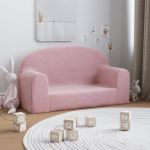 Canapea pentru copii cu 2 locuri, roz, pluș moale GartenMobel Dekor