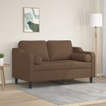 Canapea cu 2 locuri cu pernuțe, maro, 120 cm, textil GartenMobel Dekor