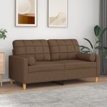 Canapea cu 2 locuri cu pernuțe, maro, 140 cm, textil GartenMobel Dekor