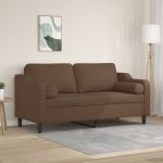 Canapea cu 2 locuri cu pernuțe, maro, 140 cm, textil GartenMobel Dekor