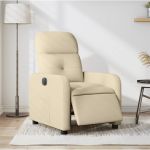 Fotoliu rabatabil electric, crem, material textil GartenMobel Dekor