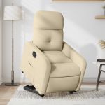 Fotoliu electric rabatabil cu ridicare, crem, textil GartenMobel Dekor