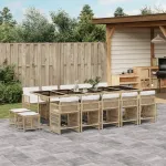 Set mobilier de grădină cu perne, 15 piese, bej, poliratan GartenMobel Dekor