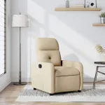 Fotoliu rabatabil, crem, material textil GartenMobel Dekor