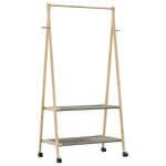 Suport pentru haine cu rafturi și roți 96x45,5x155,5 cm bambus GartenMobel Dekor