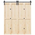 Set feronerie pentru ușă glisantă, negru, 183 cm, oțel GartenMobel Dekor