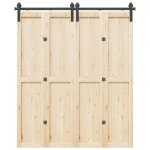 Set feronerie pentru ușă glisantă, negru, 183 cm, oțel GartenMobel Dekor
