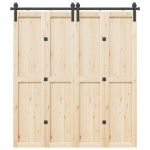 Set feronerie pentru uși glisante, negru, 200 cm, oțel GartenMobel Dekor