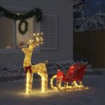 Decoratune de Crăciun Ren și Sanie 100 LED-uri Alb Cald GartenMobel Dekor