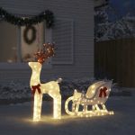 Decoratune de Crăciun Ren și Sanie 100 LED-uri Alb Rece GartenMobel Dekor