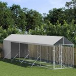 Padoc exterior cu acoperiș argintiu 2x10x2,5 m oțel galvanizat GartenMobel Dekor