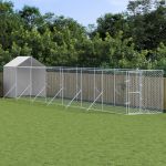 Padoc exterior cu acoperiș argintiu 2x14x2,5 m oțel galvanizat GartenMobel Dekor
