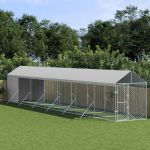 Padoc exterior cu acoperiș argintiu 2x14x2,5 m oțel galvanizat GartenMobel Dekor