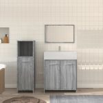 Set mobilier de baie, 3 piese, gri sonoma, lemn prelucrat GartenMobel Dekor
