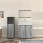 Set mobilier de baie, 3 piese, gri sonoma, lemn prelucrat GartenMobel Dekor