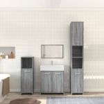 Set mobilier de baie, 4 piese, gri sonoma, lemn prelucrat GartenMobel Dekor
