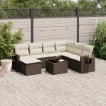 Set canapele de grădină cu perne, 8 piese, maro, poliratan GartenMobel Dekor