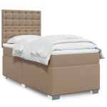 Pat box spring cu saltea, cappuccino, 100x200cm piele ecologică GartenMobel Dekor