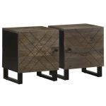 Noptiere, 2 buc., negru, 40x33x46 cm, lemn masiv de mango GartenMobel Dekor