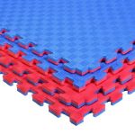 Covoras tip puzzle xxl, spuma eva, 100x100 cm, grosime 2 cm, antiderapant, bicolor culoare produs rosu/albastru MultiMark GlobalProd