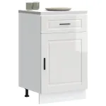 Dulap bază de bucătărie „Porto” din lemn prelucrat alb lucios GartenMobel Dekor