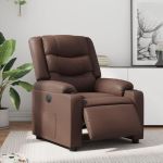 Fotoliu rabatabil electric, maro, piele ecologică GartenMobel Dekor