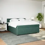 Pat box spring cu saltea, verde închis, 180x200 cm, catifea GartenMobel Dekor