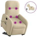 Fotoliu electric de masaj rabatabil cu ridicare, crem, textil GartenMobel Dekor