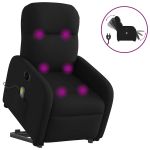 Fotoliu electric de masaj rabatabil cu ridicare, negru, textil GartenMobel Dekor