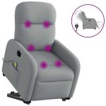 Fotoliu electric masaj rabatabil cu ridicare, gri închis textil GartenMobel Dekor