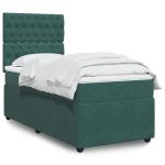 Pat box spring cu saltea, verde închis, 90x190 cm, catifea GartenMobel Dekor