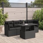 Set mobilier de grădină cu perne, 5 piese, negru, poliratan GartenMobel Dekor