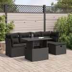 Set mobilier de grădină cu perne, 6 piese, negru, poliratan GartenMobel Dekor