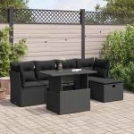 Set mobilier de grădină cu perne, 6 piese, negru, poliratan GartenMobel Dekor