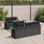 Set mobilier de grădină cu perne, 6 piese, negru, poliratan GartenMobel Dekor