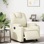 Fotoliu rabatabil electric, crem, piele ecologică GartenMobel Dekor