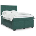 Pat box spring cu saltea, verde închis, 160x200 cm, catifea GartenMobel Dekor