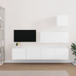 Set dulap TV, 4 piese, alb, lemn prelucrat GartenMobel Dekor