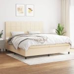 Pat box spring cu saltea, crem, 200x200 cm, textil GartenMobel Dekor