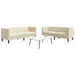 Set canapele Chesterfield cu 2 locuri, crem, piele eco. GartenMobel Dekor