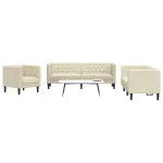 Set canapele Chesterfield cu 3 locuri, crem, piele eco. GartenMobel Dekor