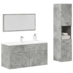 Set mobilier de baie, 3 piese, gri beton, lemn compozit GartenMobel Dekor