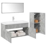 Set mobilier de baie, 4 piese, gri beton, lemn compozit GartenMobel Dekor
