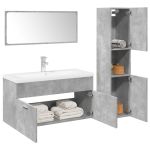 Set mobilier de baie, 4 piese, gri beton, lemn compozit GartenMobel Dekor