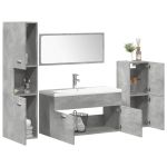 Set mobilier de baie, 5 piese, gri beton, lemn prelucrat GartenMobel Dekor