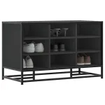 Bancă de pantofi neagră 84x40x53,5 cm lemn și metal prelucrat GartenMobel Dekor