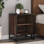 Noptiera din stejar maro 40x31x50 cm lemn prelucrat si metal GartenMobel Dekor
